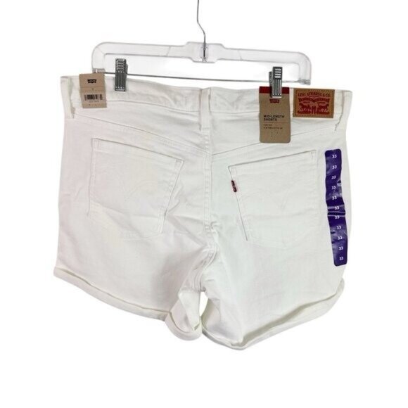Levi’s Women's 33 Mid Length Midrise Denim Shorts Stretch Off White NWT 0599 - Picture 3 of 15